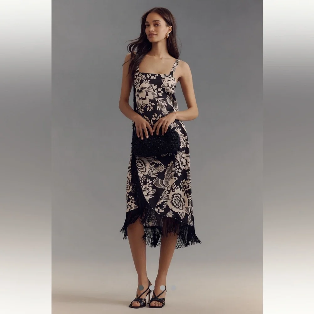 FARM Rio Black and White Floral Midi Dress - Picture 1 of 11